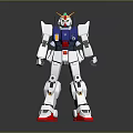 White Blue Red Armored Robot Mecha Character With Standing Pose Detailed Model Figure 3d model