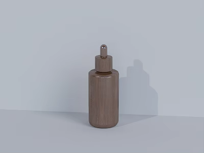 Modern Brown Glass Cosmetic Dropper Bottle on Light Background with Shadow 3d model