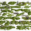 Micro Landforms Featuring Green Moss Stones Small Plants and Natural Elements 3d model