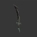 Ancient Decorative Knife With Unique Blade Shape And Ornate Hilt Design
