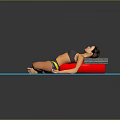 A Woman Performing Stretching Exercise With Yellow Resistance Band On Blue Yoga Mat