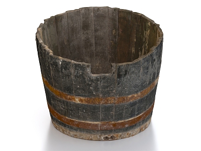 Vintage Wooden Basin Old Wooden Basin Vintage Wooden Barrel 3d model