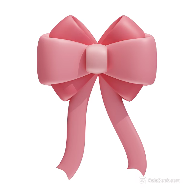 Elegant Pink Bow Decorative Ornament Set With Soft Ribbon Design 3d model 
