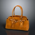 Brown Leather PRADA Handbag With Double Handles Gold Hardware And Classic Design