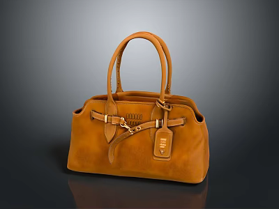 Brown Leather PRADA Handbag With Double Handles Gold Hardware And Classic Design 3d model