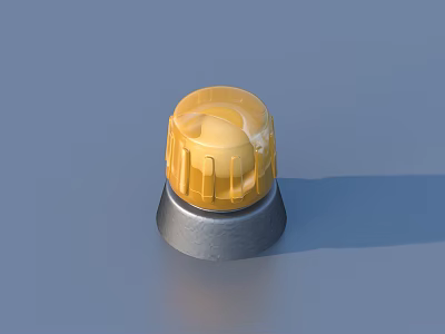 Yellow Plastic Bottle Cap With Silver Base Essential Daily Household Item 3d model