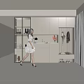 Modern Light Colored Shoe Cabinet With Glass Door And Coat Rack In Home Entryway