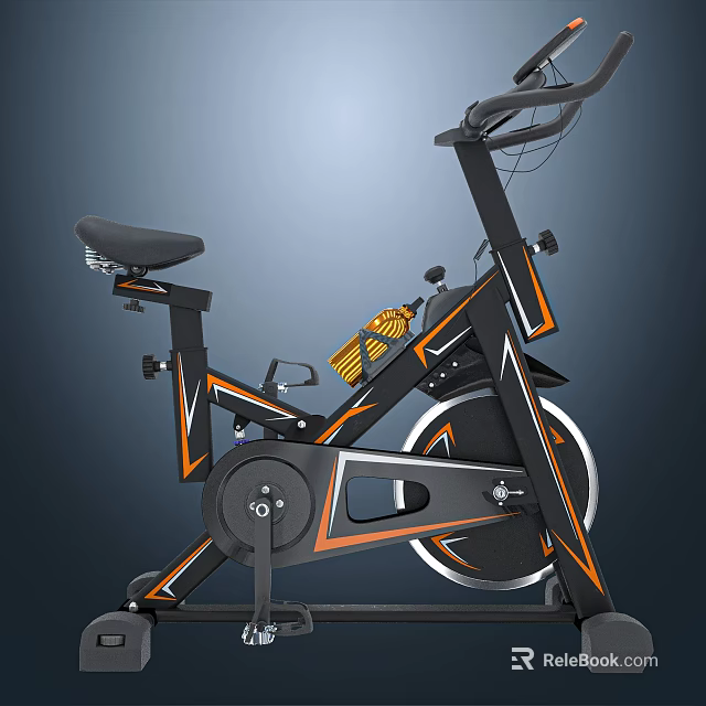 Modern Black And Orange Exercise Bike For Home Gym Fitness Equipment 3d model 