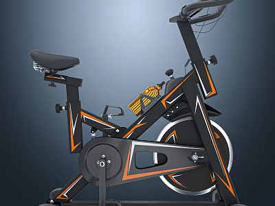Modern Black And Orange Exercise Bike For Home Gym Fitness Equipment 3d model