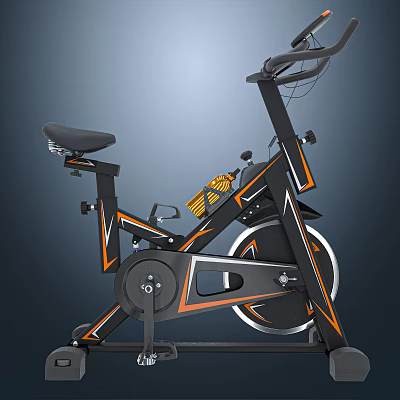 Modern Black And Orange Exercise Bike For Home Gym Fitness Equipment 3d model