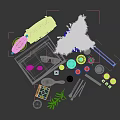 Decorative Ornament Set With Mirror Bag Perfume Bottles Vase Pampas Grass And Cosmetics