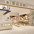 Modern Bubble Tea Shop Interior With Tofu Pudding Grass Jelly Drinks And Seating Area