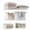 Stylish Soft Neutral Tones Clothing Collection With Hangers Storage Boxes Drawers And Bags