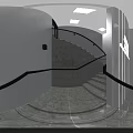 Modern Administrative Area Interior Design With Staircase Marble Wall Glass Partition And Lighting