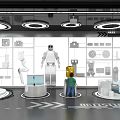 Tech Exhibition Hall Featuring Interactive Robot Displays And Modern Tech Exhibit Stands