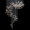 Modern Artistic Chandelier With Hanging Metallic Geometric Pieces In Silver And Gold