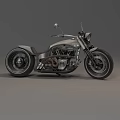 Vintage Custom Silver Motorcycle With Classic Headlight Large Wheels Chrome Exhaust And Leather Seat