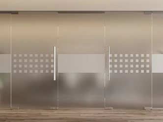 Modern Glass Door Office Glass Door Frosted Glass 3d model