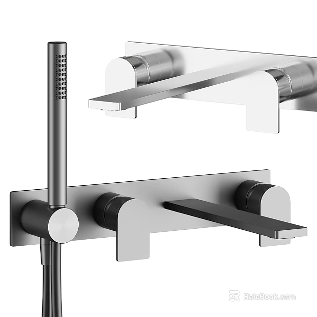 Modern Wall Mounted Shower Faucet With Handheld Sprayer And Fixed Bracket 3d model