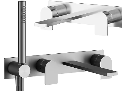 Modern Wall Mounted Shower Faucet With Handheld Sprayer And Fixed Bracket 3d model