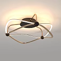 Modern Geometric Ceiling Light With Metal Frame And Black Decorative Balls 3d model