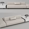 Modern Beige Sectional Sofa With Decorative Pillow And Side Coffee Table 3d model
