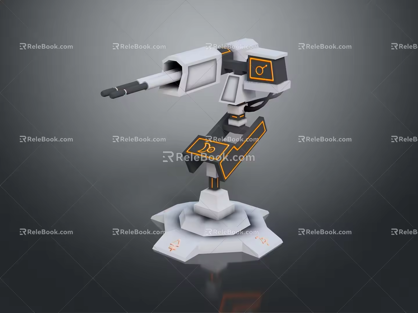 Turret Turntable Railgun Sci-fi Tower Defense Game Tower Defense Sci-fi Turret Game Turret Game Battery 3d model