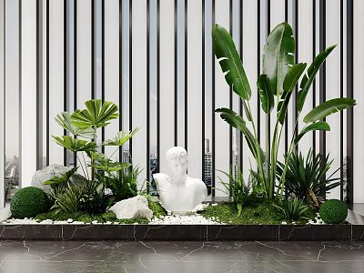 Modern landscape sketch courtyard landscape sketch plant landscaping fern plant landscape tree stone pebble 3d model