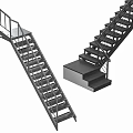 Modern Metal Stairs With Handrail And Step Structure Design Elements 3d model
