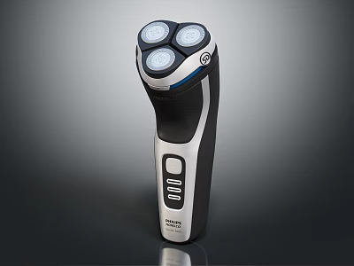 Modern Braun Electric Shaver With Four Blade Heads And Control Buttons 3d model