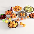Vibrant Fresh Assorted Fruits Different Types in Colorful Plates and Scattered