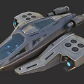 Futuristic Sci Fi Spacecraft Featuring Advanced Cockpit Blue Lights And Metallic Design