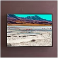 Scenic Landscape Painting With Mountains Salt Lake Flamingos And Blue Sky