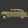 Vintage Yellow Classic Sedan With Black Roof And Retro Design Elements