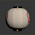Traditional Round Furniture Lantern With White Paper And Red Plum Blossom Pattern