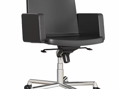 Modern Black Office Chair With Padded Armrests And Metal Base Wheels 3d model