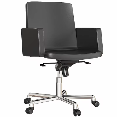 Modern Black Office Chair With Padded Armrests And Metal Base Wheels 3d model