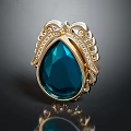 Elegant Gold Pendant with Blue Gemstone Decorative Patterns and Small Diamonds