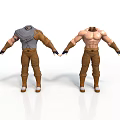Man 3D Models With Different Outfits Brown Pants Black Wrist Guards And Boots
