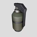 Green Military Hand Grenade With Metal Body And Black Safety Handle