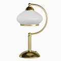 Elegant Modern Table Lamp With Brass Curved Arm And White Glass Shade Design