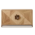 Wooden Sideboard With Geometric Chevron Pattern Metal Handle And Sleek Base