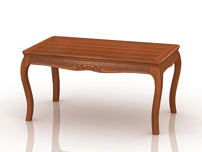 Classic Wooden Dining Table With Intricate Carvings And Elegant Curved Legs 3d model