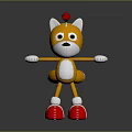 Cute Yellow Fox Plush Toy Character With Red Head Decoration And Red Shoes Standing On Dark Background