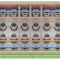 Detailed Bridge Structural Layout With Multiple Circular Supports And Pipes Framework