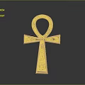 Ancient Egyptian Style Golden Ankh Symbol Metal Decorative Household Item With Intricate Carvings