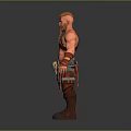 Game Movie Character Shirtless Red Haired Bearded Warrior With Tattooed Arms And Leather Apron