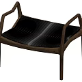 Minimalist Wooden Stool With Arched Armrests Natural Wood Frame And Black Slatted Seat