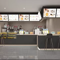 Modern Bubble Tea Shop Interior With Counter Menu Screens Fresh Fruits And Seating