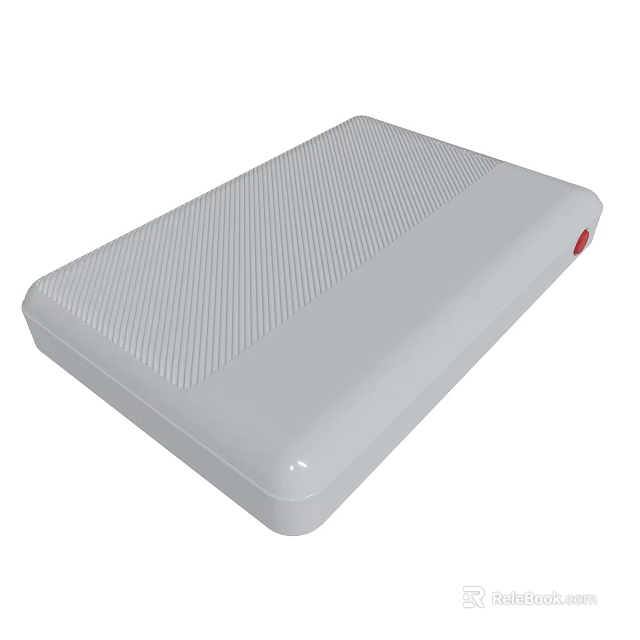 White Rectangular Device With Textured Surface Diagonal Lines And Red Corner Dot 3d model 